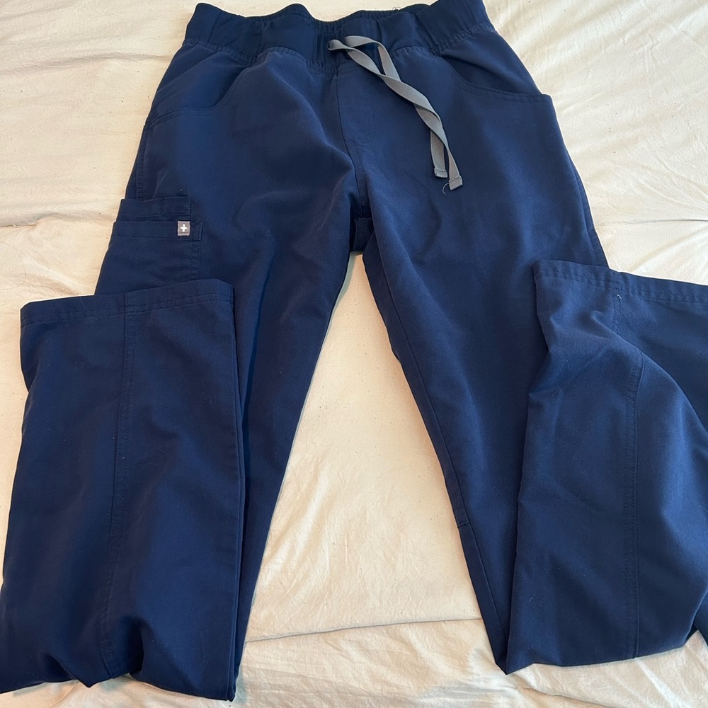 Figs Blue Cargo Pants with Elastic Waistband